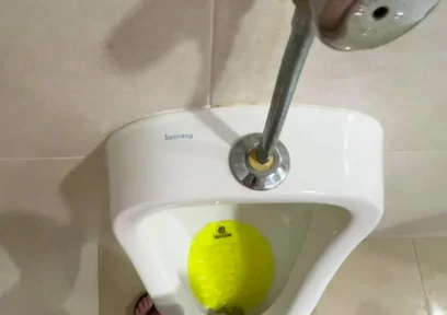 Dared to Piss Fully Naked in Public Toilets Urinal