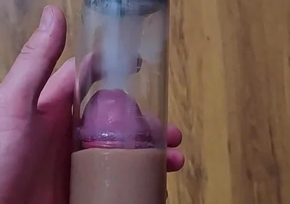 Just a Moment After an Intense Orgasm! a Penis Vacuum Pump Full of Sperm!