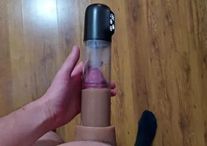 Just a Moment After an Intense Orgasm a Penis Vacuum Pump Full of Sperm