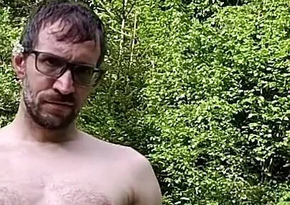 Masturbating Outside in the Woods Completely Naked, Huge Cumshot