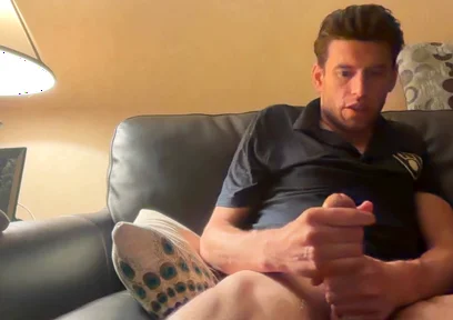 Solo Jerk Sitting No Leather Couch Dirty Talking 10 in Bwc Huge Bust