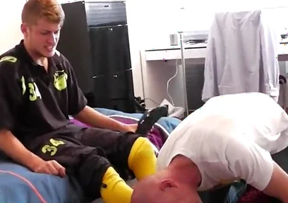 Soccer master stinky feet socks licking