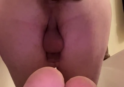 White Slut Fucks Ass with BBC Dildo