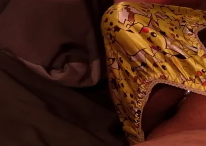 Playing with My Bulge in a Tiny Yellow Satin Thong