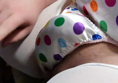 Rainbow Polka Dot Satin Thong Play