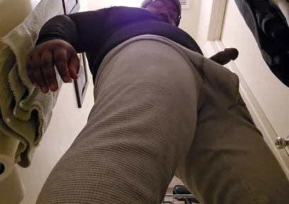 Black Stepdaddy Nuts in Bathroom After Work