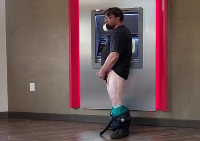 Jerking off at Bank