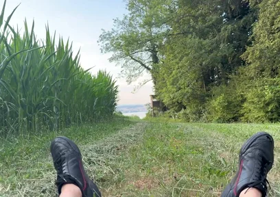 Risky Bwc Stroking Outdoors on Meadow with Lake View - Big Cumshot