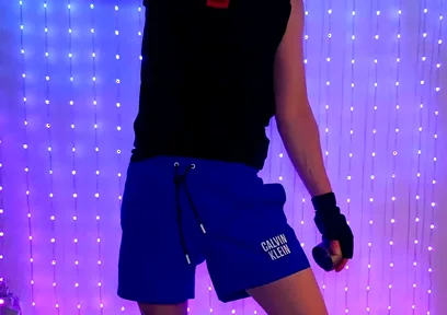 Fitness Workout in Blue Ck Shorts