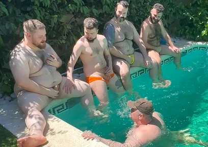 Hairy Bear Orgy in the Pool, They Fuck Raw.