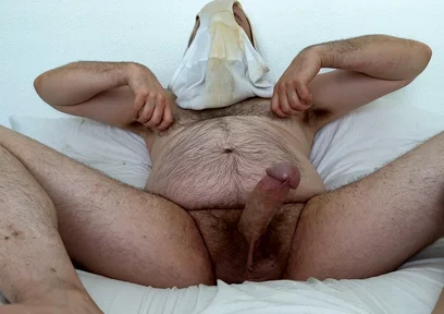 Big Dick Bear Sniffing and Huffing Dirty White Briefs and Cums