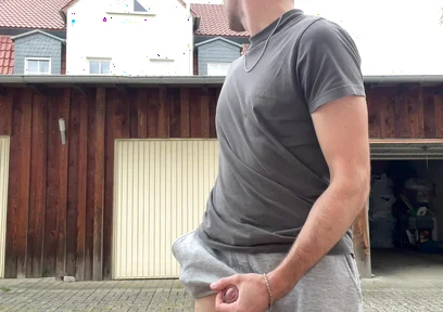 Russian Boy Plays with His Cock on the Terrace. Very Risky