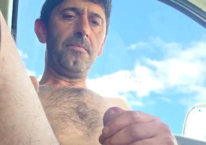 Straight Guy Jerks off Naked Inside the Car in the Parking Lot