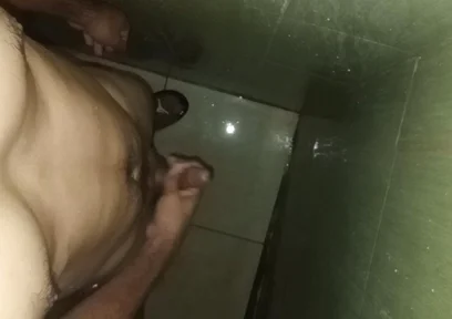 Hairy Slim Man Masturbates in the Shower at Home
