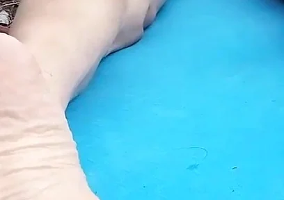 Sexy Soles on Hot Boy's Feet for Foot Fetish of Naked Twink Humping on Mat Outdoor