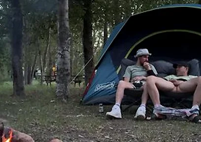 Sucking His Mushroom Head While Camping