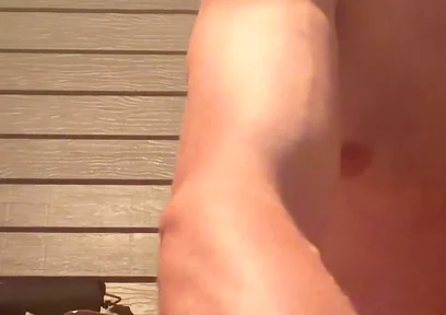 Sitting Down Naked, Showing the Biceps, Grown Man Chest Huge Bust Close