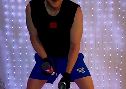 Fitness Workout in Blue Ck Shorts