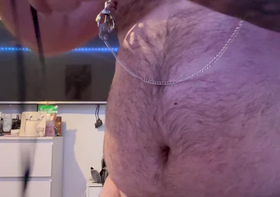 Nipple Play with Cock Bondage