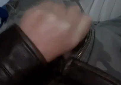 Biker Blows His Load on His Leather Jacket