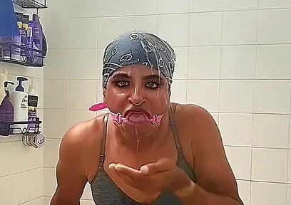 Kris Reelz - Self Face Spit,agagging on a Mouth Ring