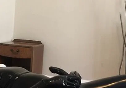 Rubber Clothes Strip To Rubber Skin And Loud Cum In Sheath