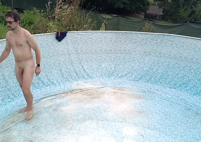 Naked in the Garden: Dirty Handjob in the Pool