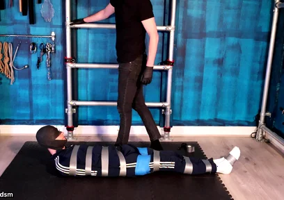 Bound and Struggling in Tape Bondage (4k)