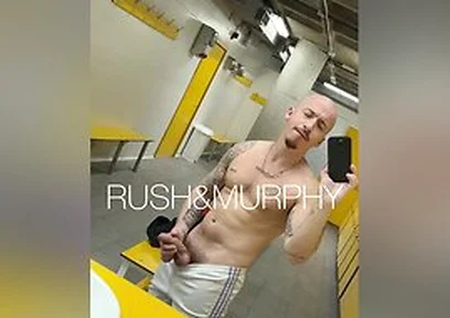 He Masturbates His Huge Cock In The Gym Showers While Muscular Straight Man Spies On Him