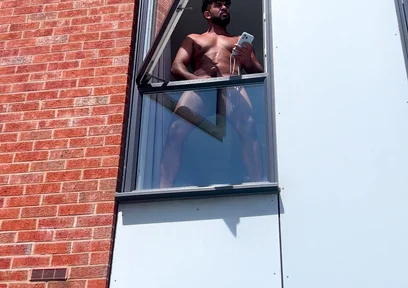 Arab Stepdaddy Wanting in Street and Cuming in Window and Cuming on Street