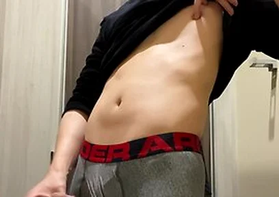Horny Boy Cant Resist Jerking Off In His New Underwear In Shopping Mall