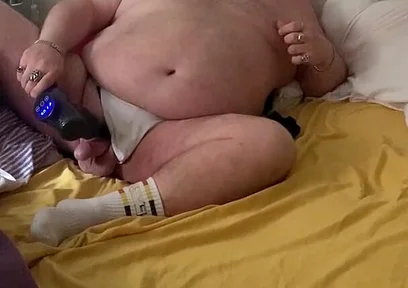 Fat Stepdaddy Wanks with Massage Toy