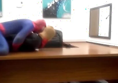 Spiderman Humps Robber He Finds In An Office