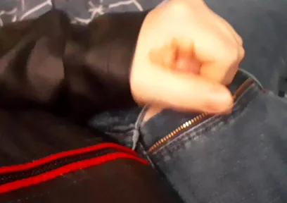 Jerking in Biker Leather Jacket