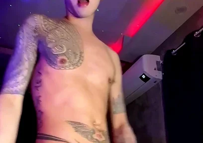 Asian Inked Boy Teasing and Jerking off