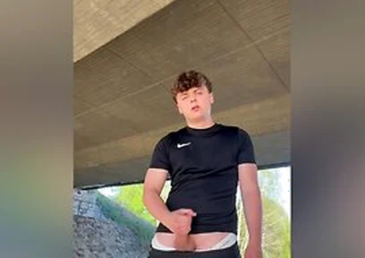 Risky Outdoor Cumshot In Hot Sport Clothing