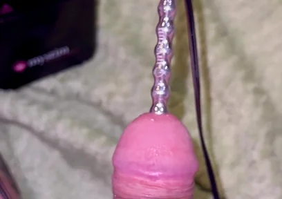 Extra Uretral Stimulation with Beaded Sound Deep in My Cock