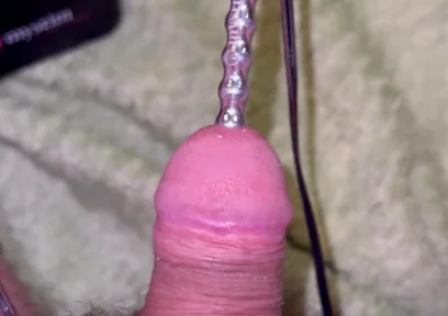 Extra Uretral Stimulation with Beaded Sound Deep in My Cock