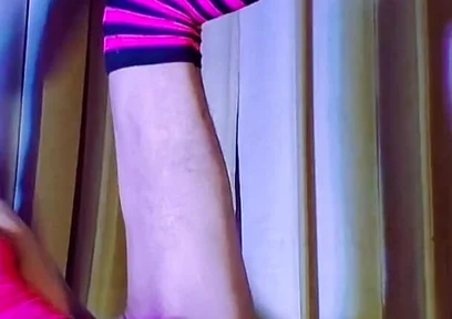 Pink Balaclava Mask Sissy Dyed Pubic Hair Play with a Vibrator