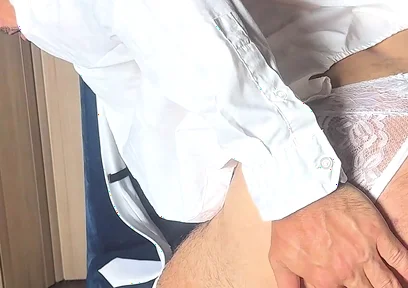 Transformation of the Groom in Suit and Tie to the Sissy Bride in White Stockings