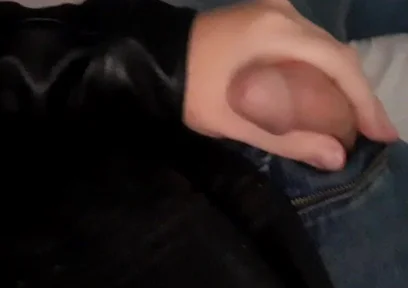 Collared Fag Cums on Leather Jacket