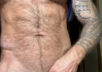 Hairy Muscle Bear Solo Nipple Play & Intense Masturbation