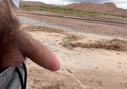 Young Uncut Boy Pee in Desert
