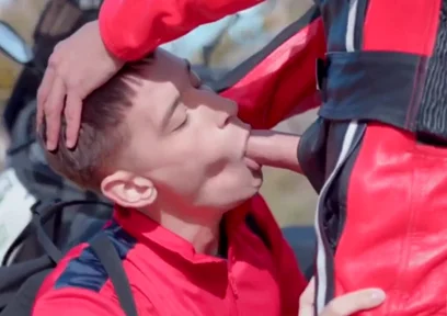 Biker cock sucking outdoor