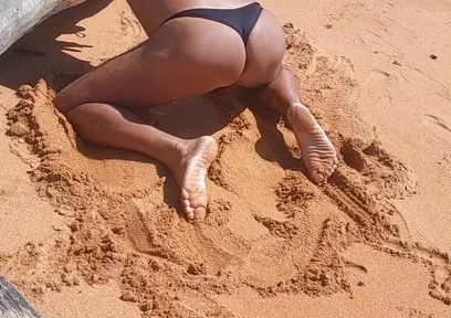 Ladysilva on the Beach in Panties Tanning Her Hot Ass
