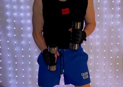 Fitness Workout in Blue Ck Shorts