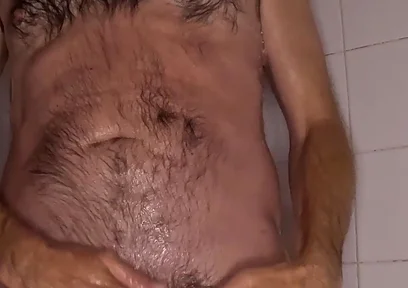 Sexy Dilf in the Shower Close up Cum Playing with Belly Button - Rockardglans 208