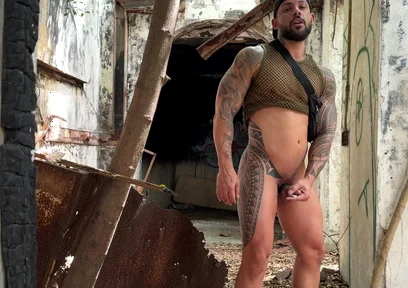 Public Jerk off and Dildo Play in Abandoned Build