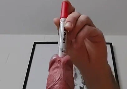 Sounding an Eding Pen While Stretching My Testicles