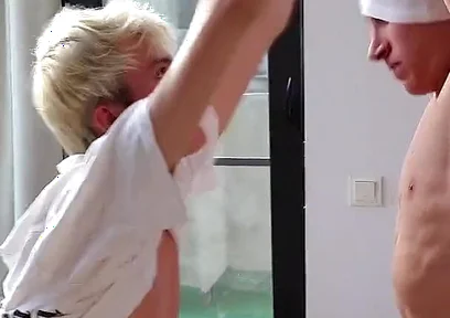 Guy with Huge Dick Fucks Cute Twink to Shiver and Cums in Him